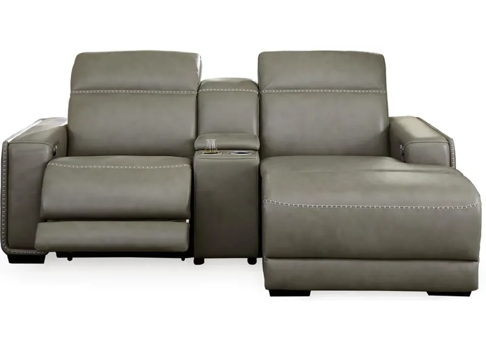 Correze 3-Piece Dual Power Leather Reclining Modular Sectional with Console and Chaise