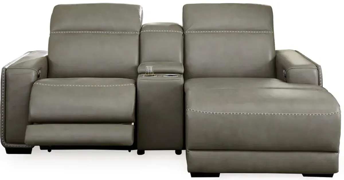 Correze 3-Piece Dual Power Leather Reclining Modular Sectional with Console and Chaise