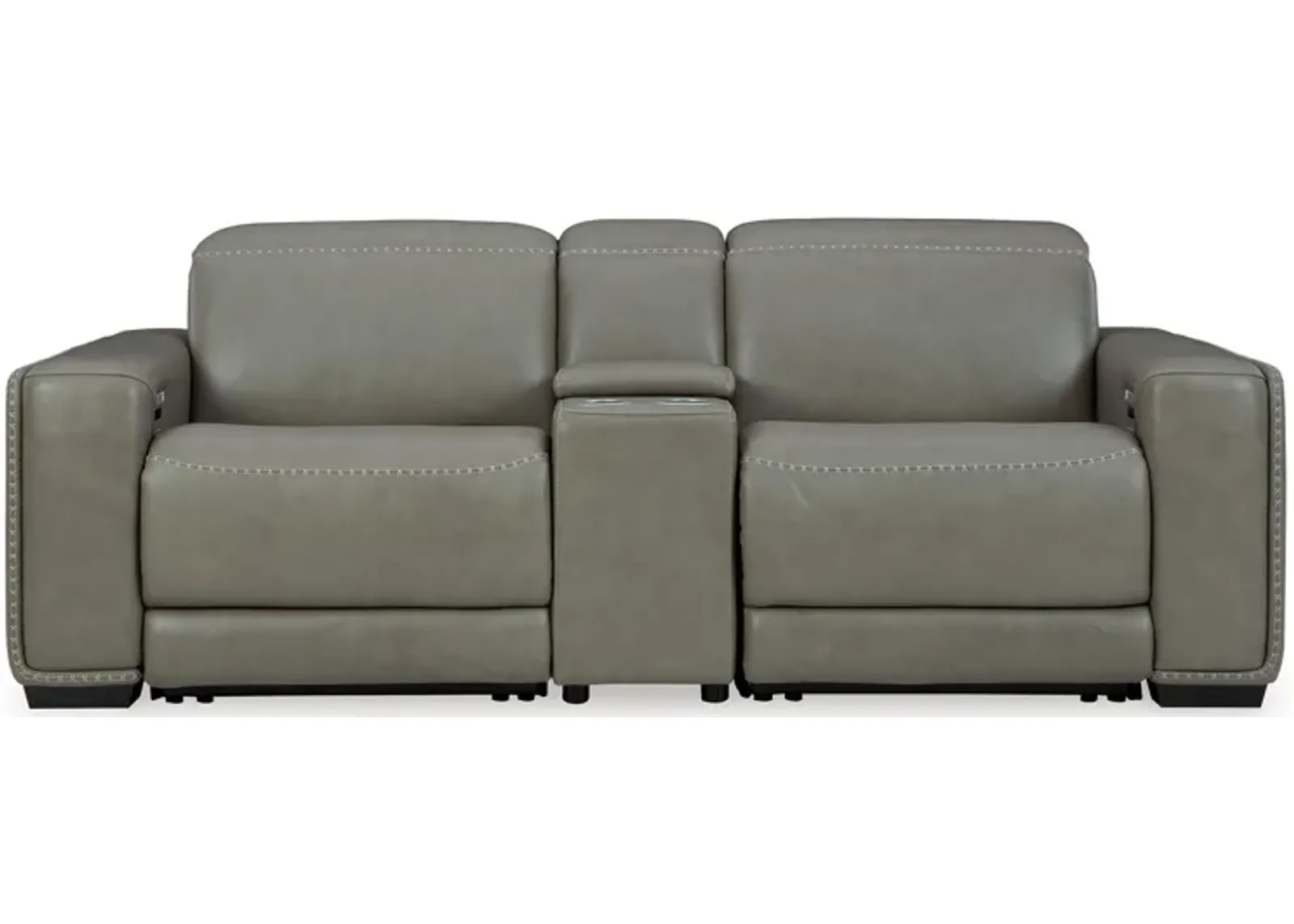 Correze 3-Piece Dual Power Leather Reclining Modular Loveseat with Console