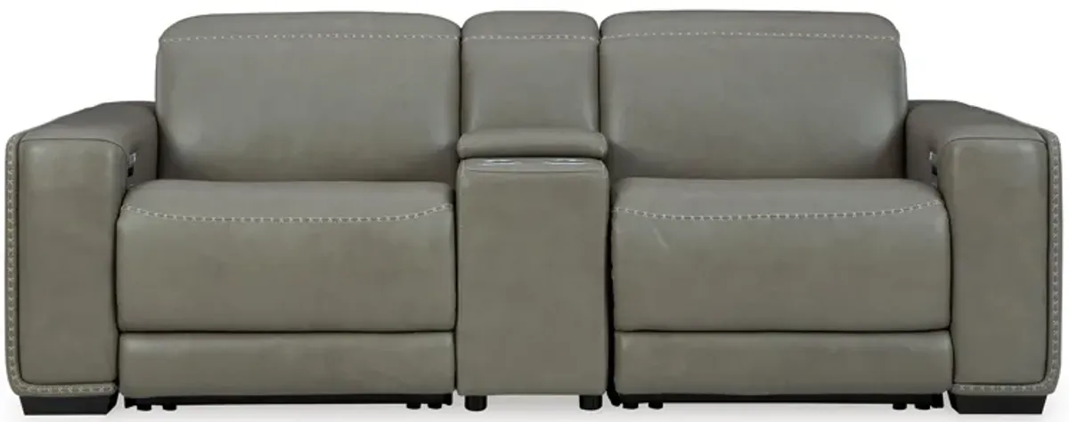 Correze 3-Piece Dual Power Leather Reclining Modular Loveseat with Console