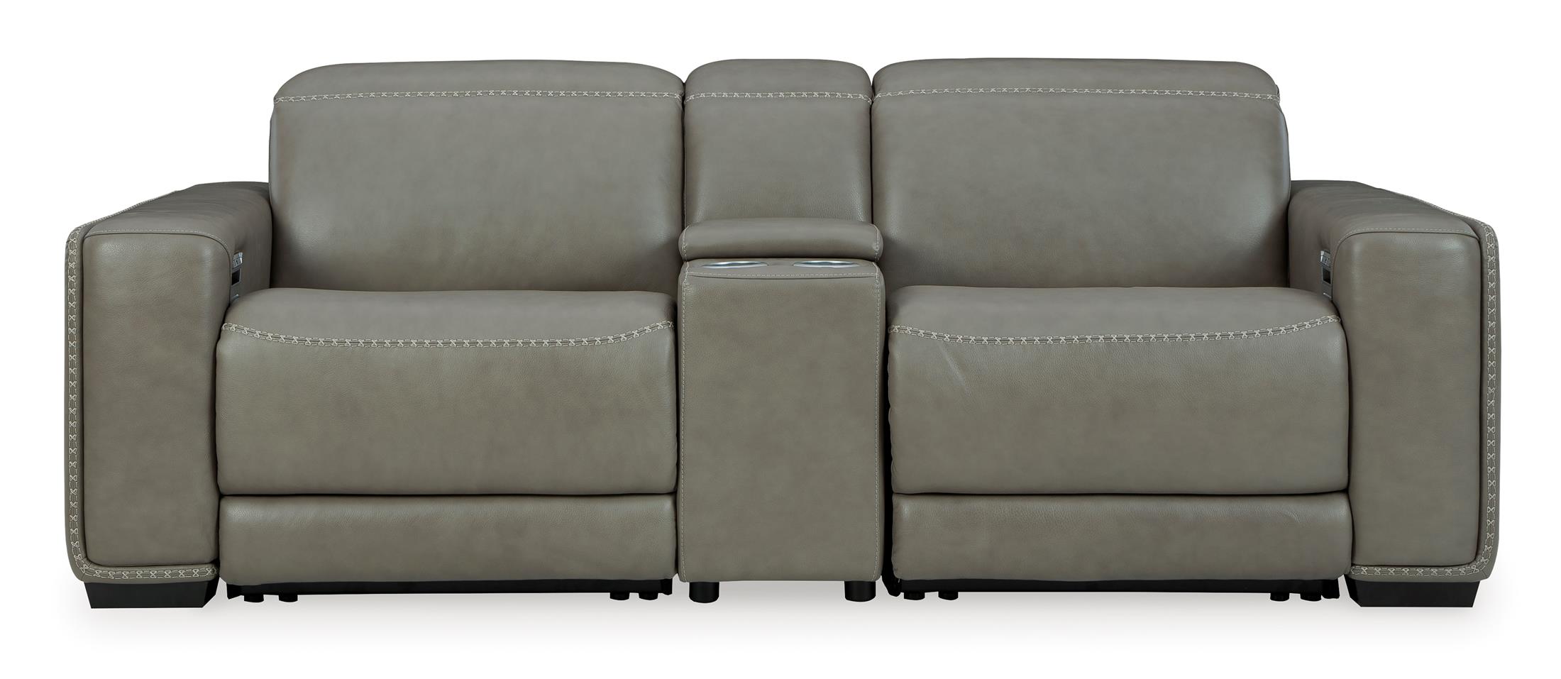 Correze 3-Piece Dual Power Leather Reclining Modular Loveseat with Console