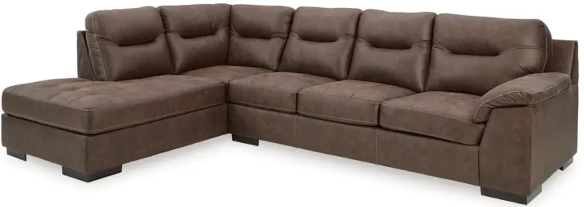 Maderla 2-Piece Walnut Sectional with Chaise