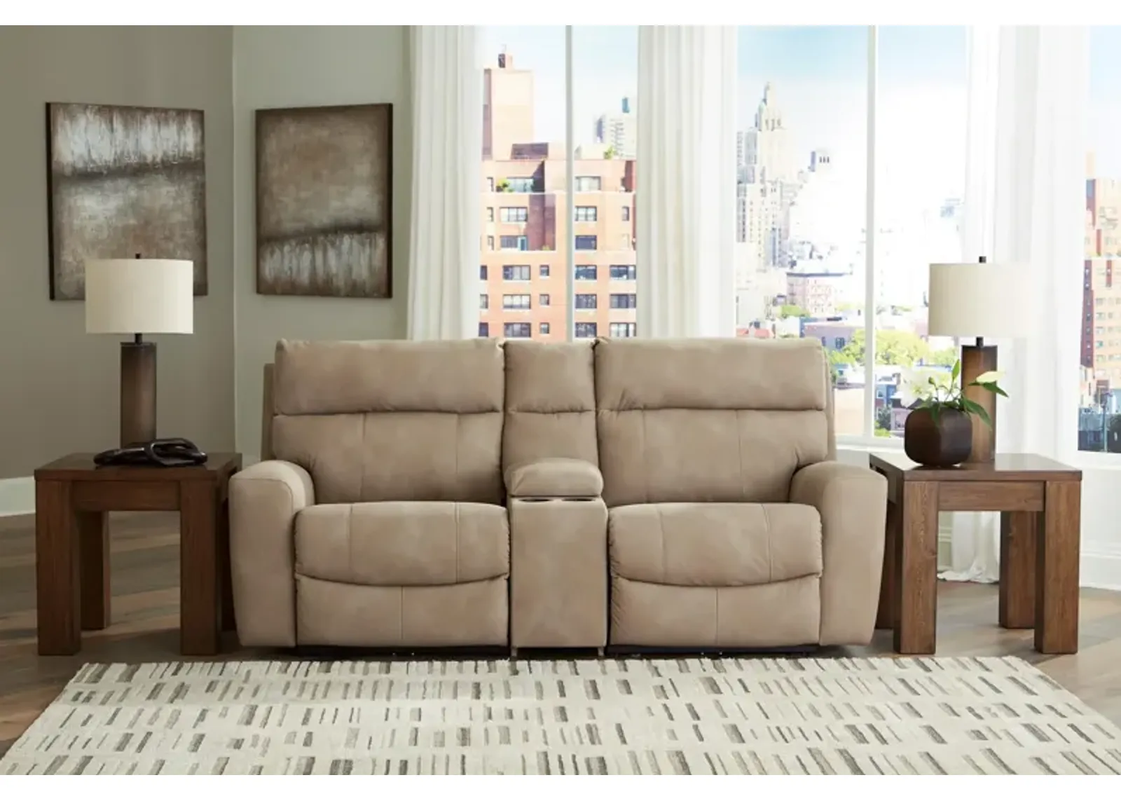 Next-Gen Durapella Power Reclining Console Loveseat