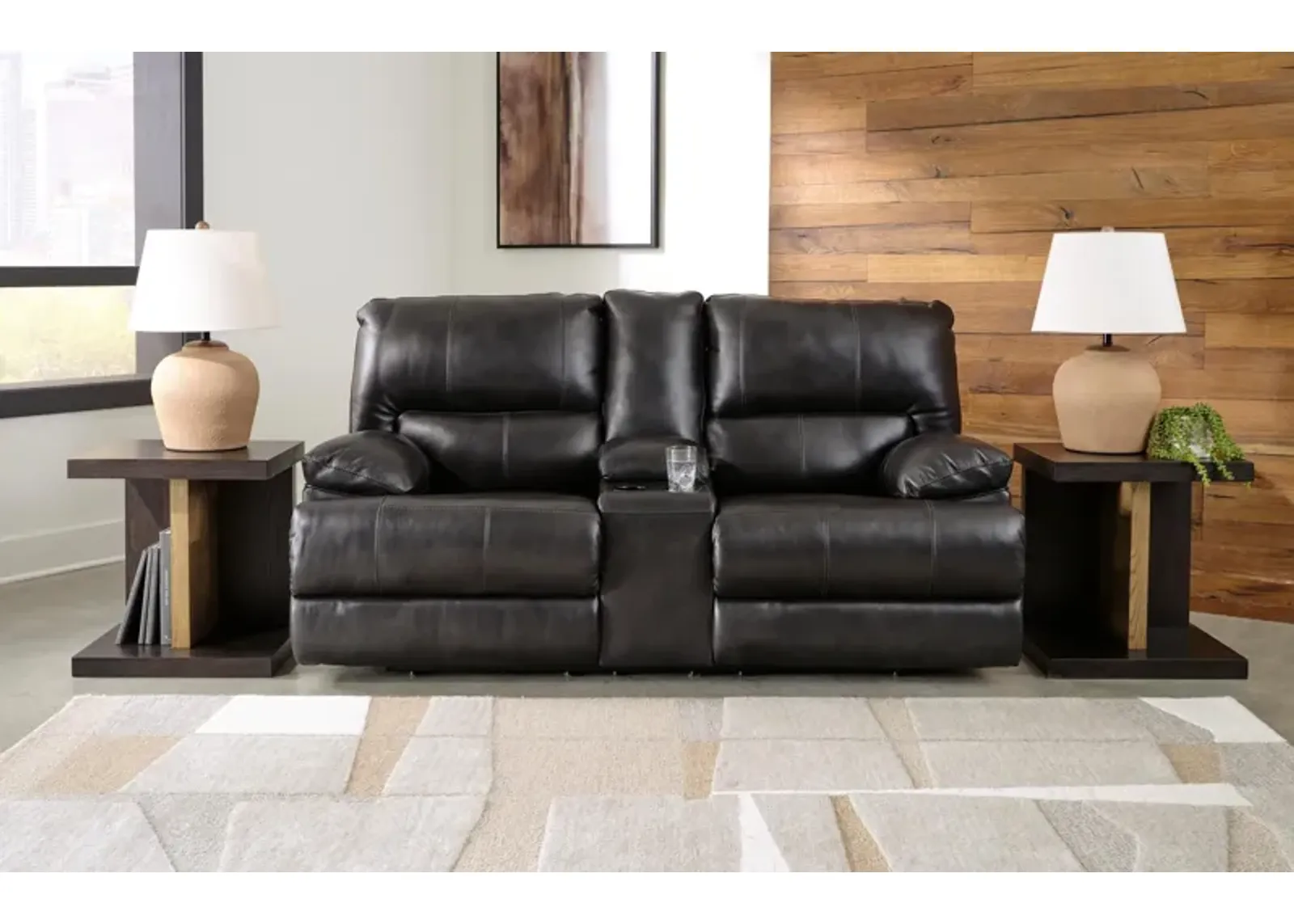 Mountainous Leather Power Reclining Console Loveseat