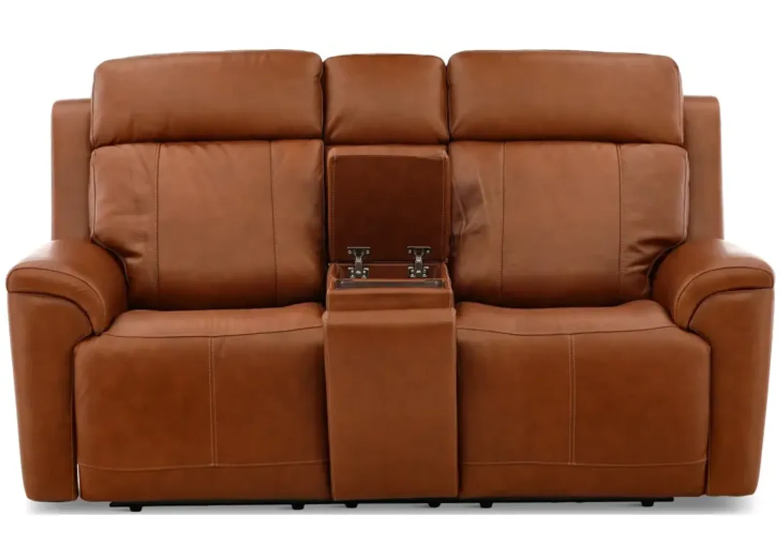 Adrian Leather Power Reclining Console Loveseat