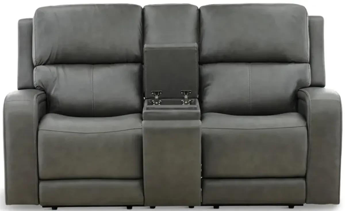 Winslow Leather Power Reclining Console Loveseat