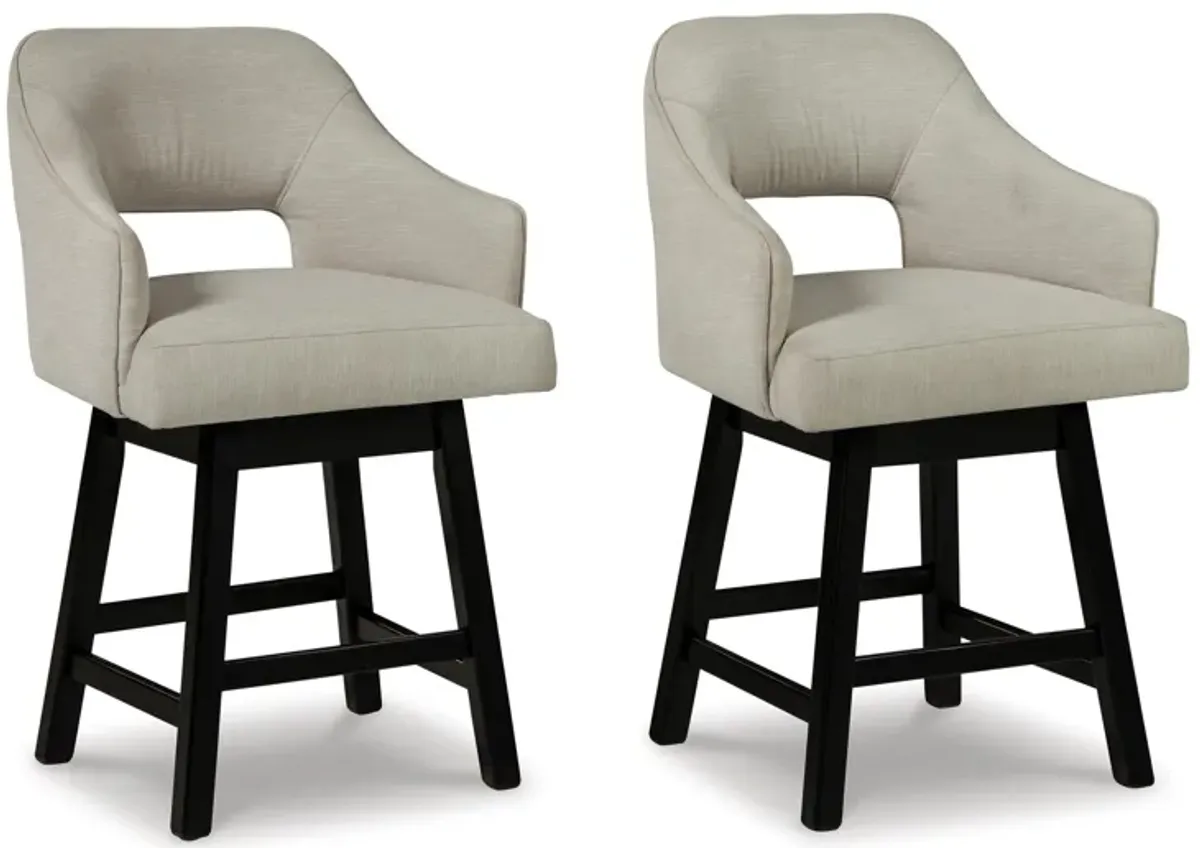 Tallenger Counter Height Upholstered Swivel Bar Stool (Set of 2)