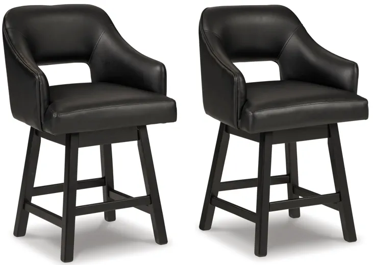 Tallenger Counter Height Upholstered Swivel Bar Stool (Set of 2)