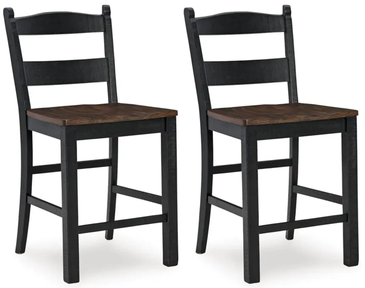 Valebeck Counter Height Bar Stool with Back (Set of 2)