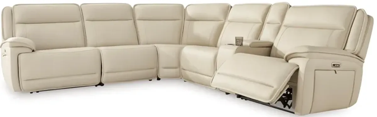 Double Deal 6-Piece Leather Power Reclining Sectional with Console