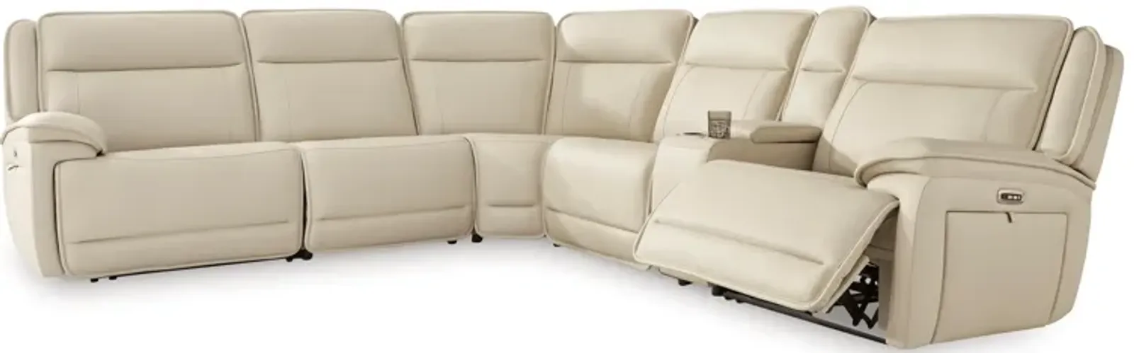 Double Deal 6-Piece Leather Power Reclining Sectional with Console