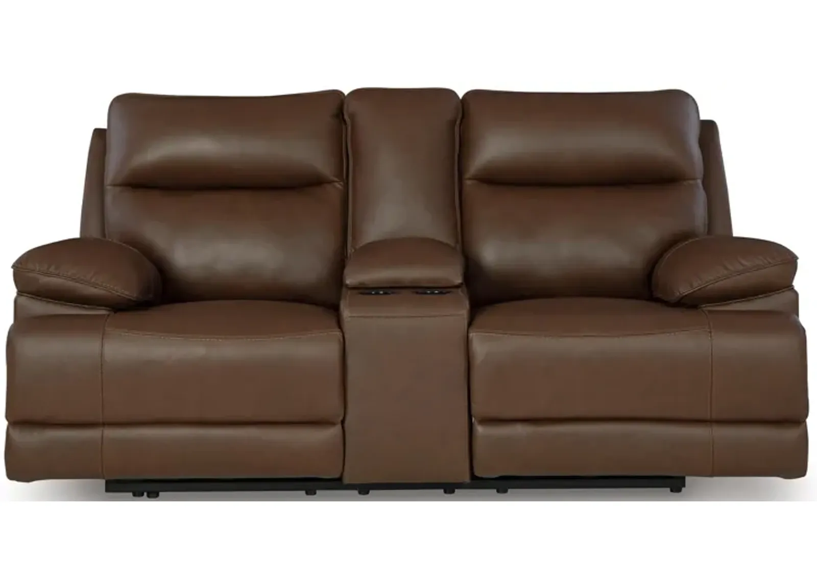 VonRyan Leather Power Reclining Console Loveseat