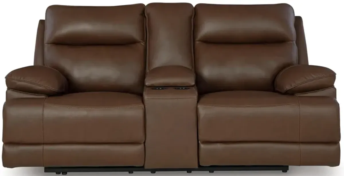 VonRyan Leather Power Reclining Console Loveseat