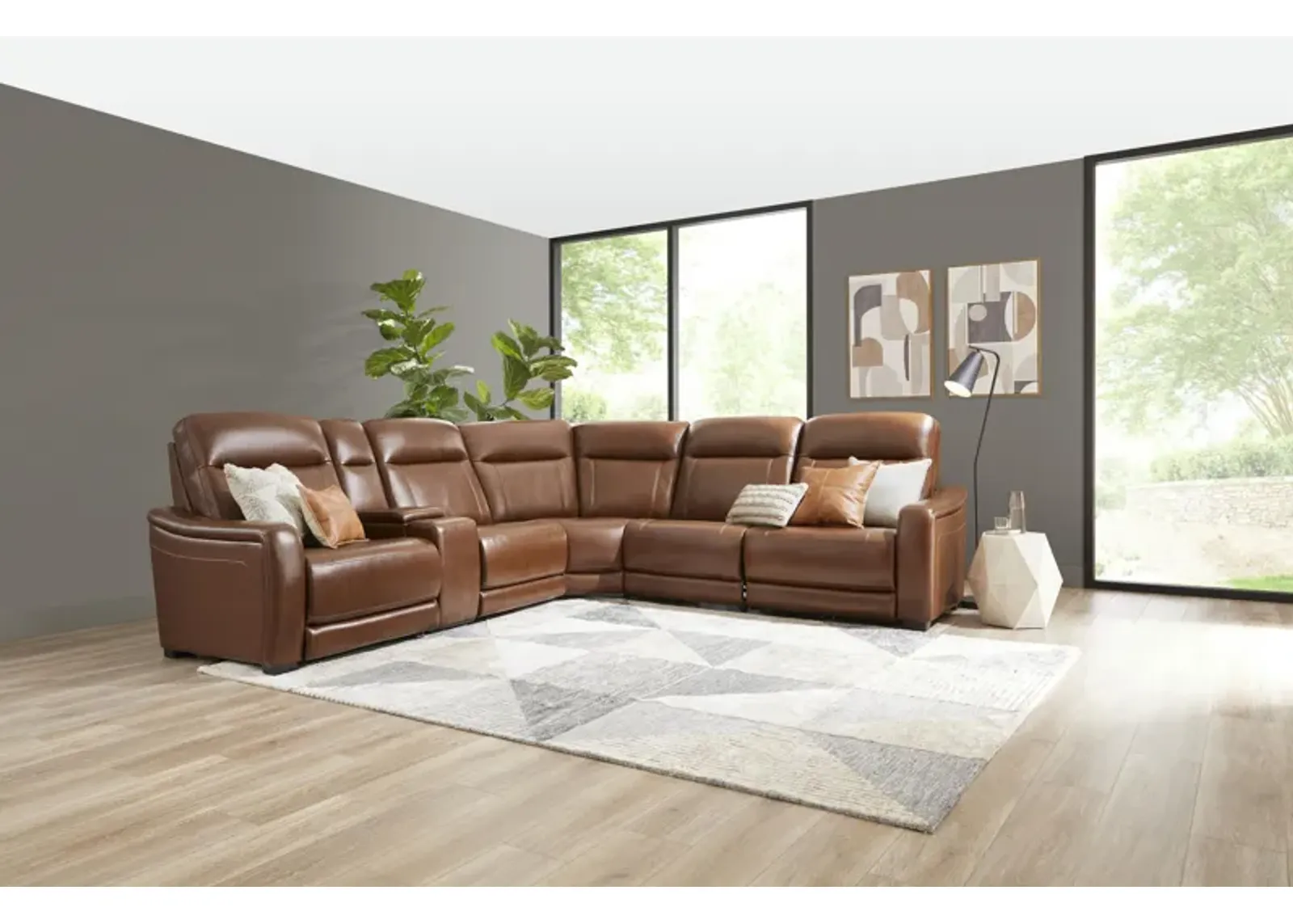 Newport 6-Piece Leather Power Reclining Sectional