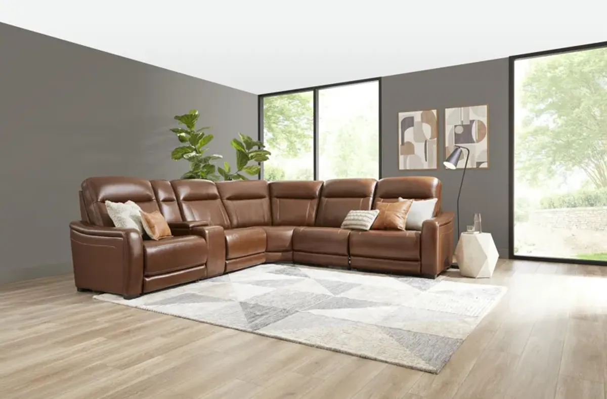 Newport 6-Piece Leather Power Reclining Sectional