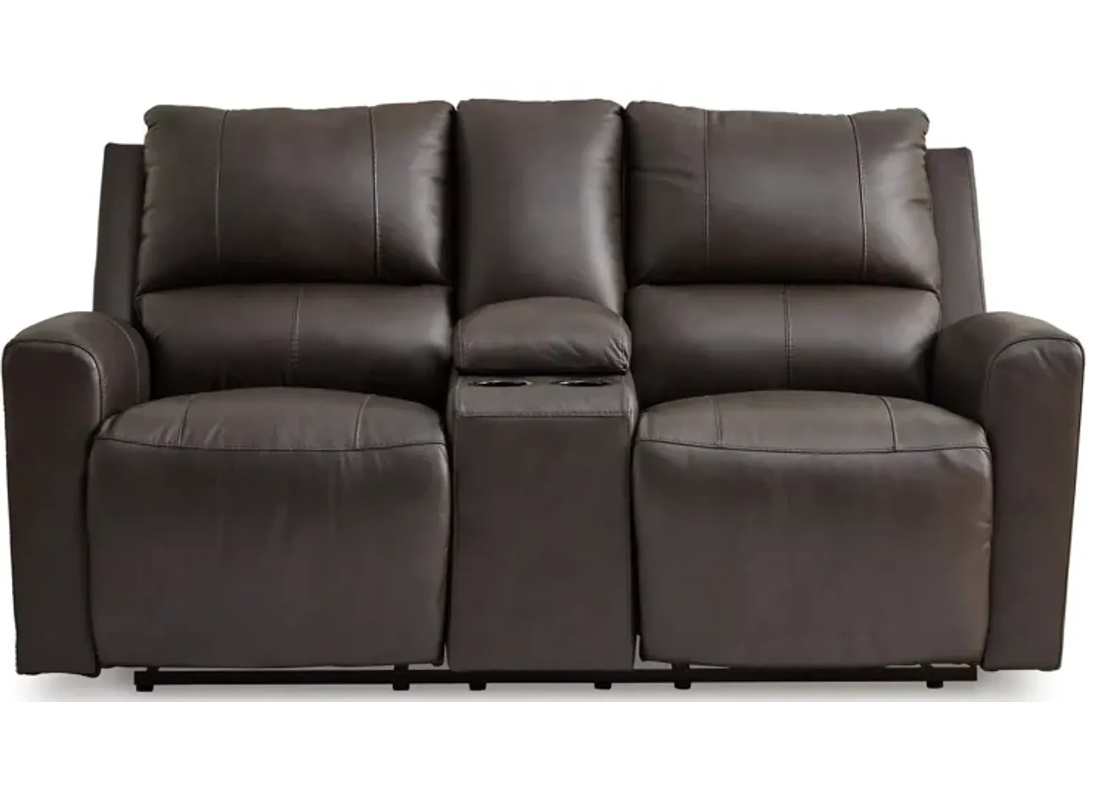 Boxmere Leather Power Reclining Console Loveseat