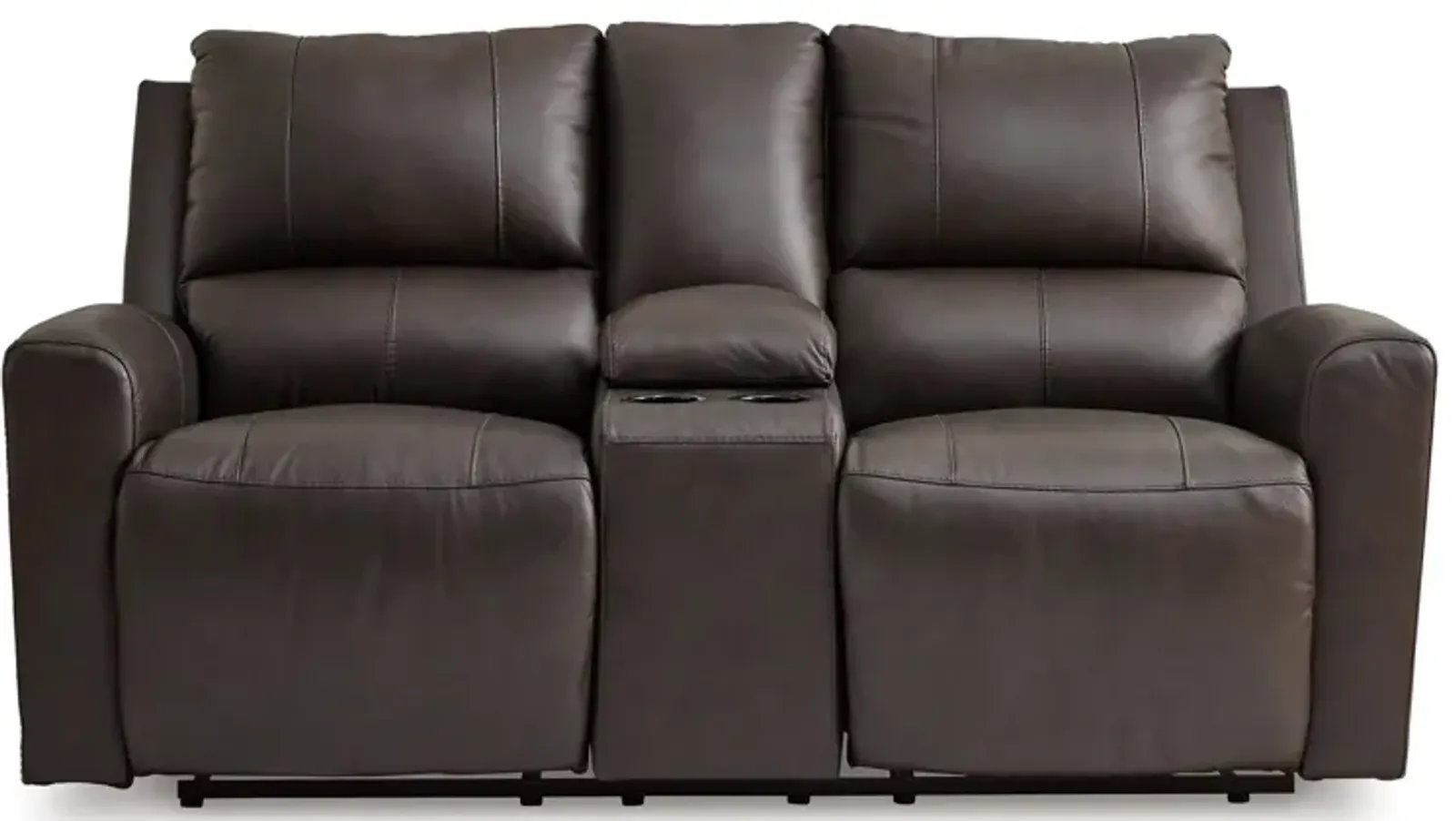 Boxmere Leather Power Reclining Console Loveseat