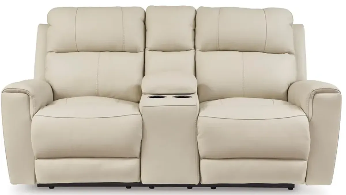 Dahlmoore Leather Power Reclining Console Loveseat