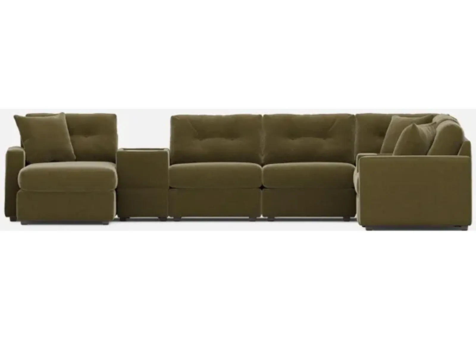 Modular One Left Facing 8-Piece Sectional with E-Console - Moss