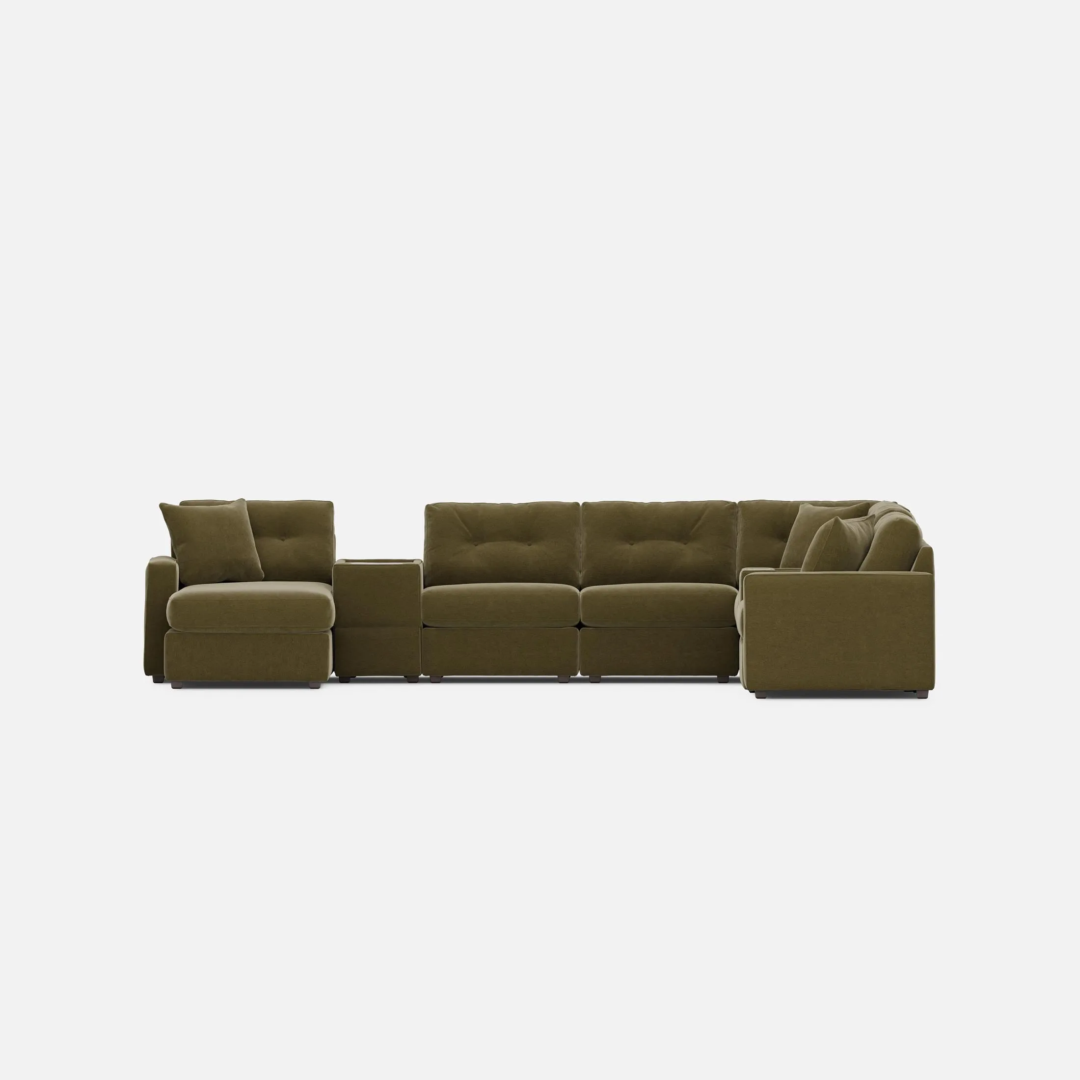 Modular One Left Facing 8-Piece Sectional with E-Console - Moss