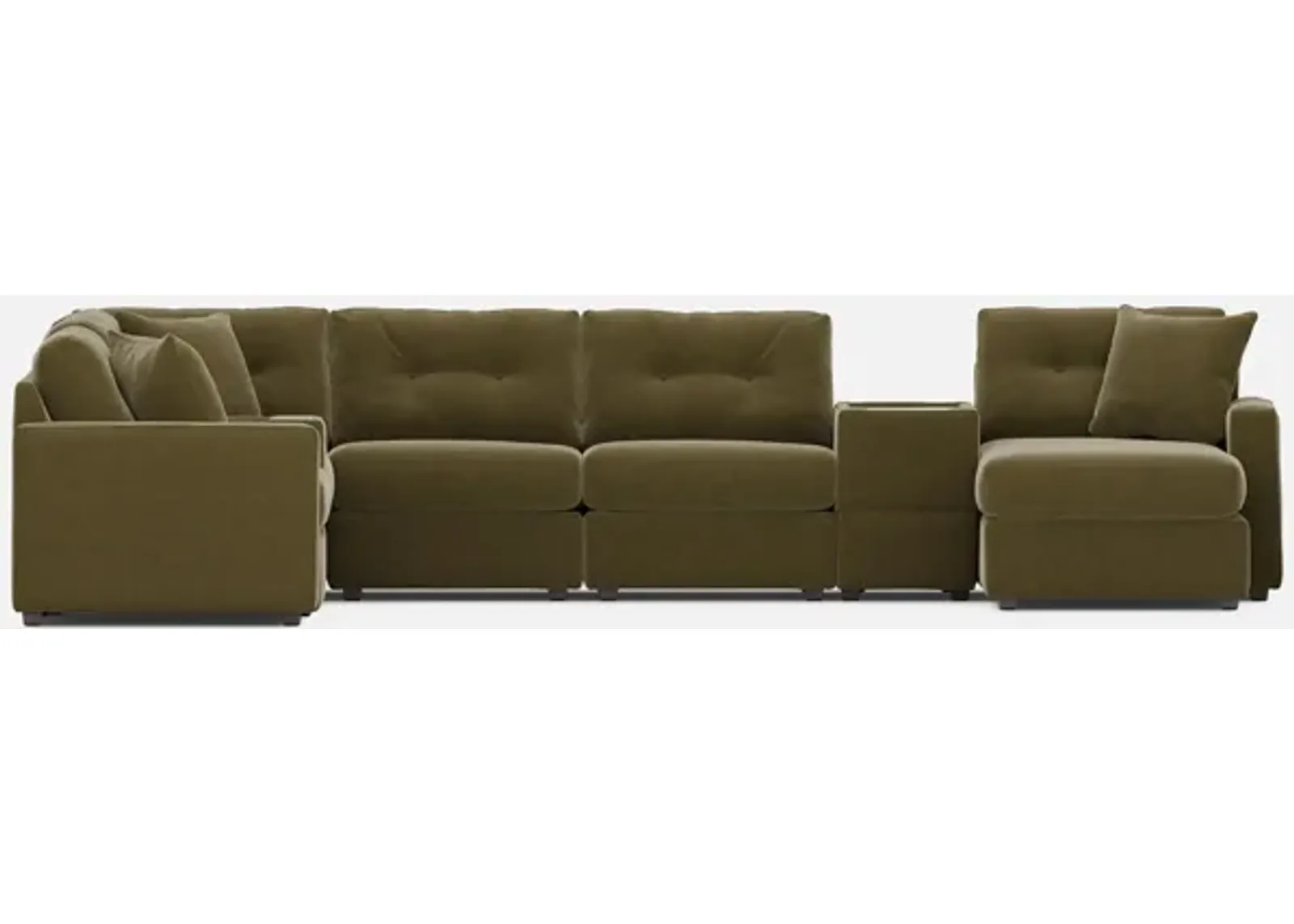 Modular One Right Facing 8-Piece Sectional with E-Console - Moss