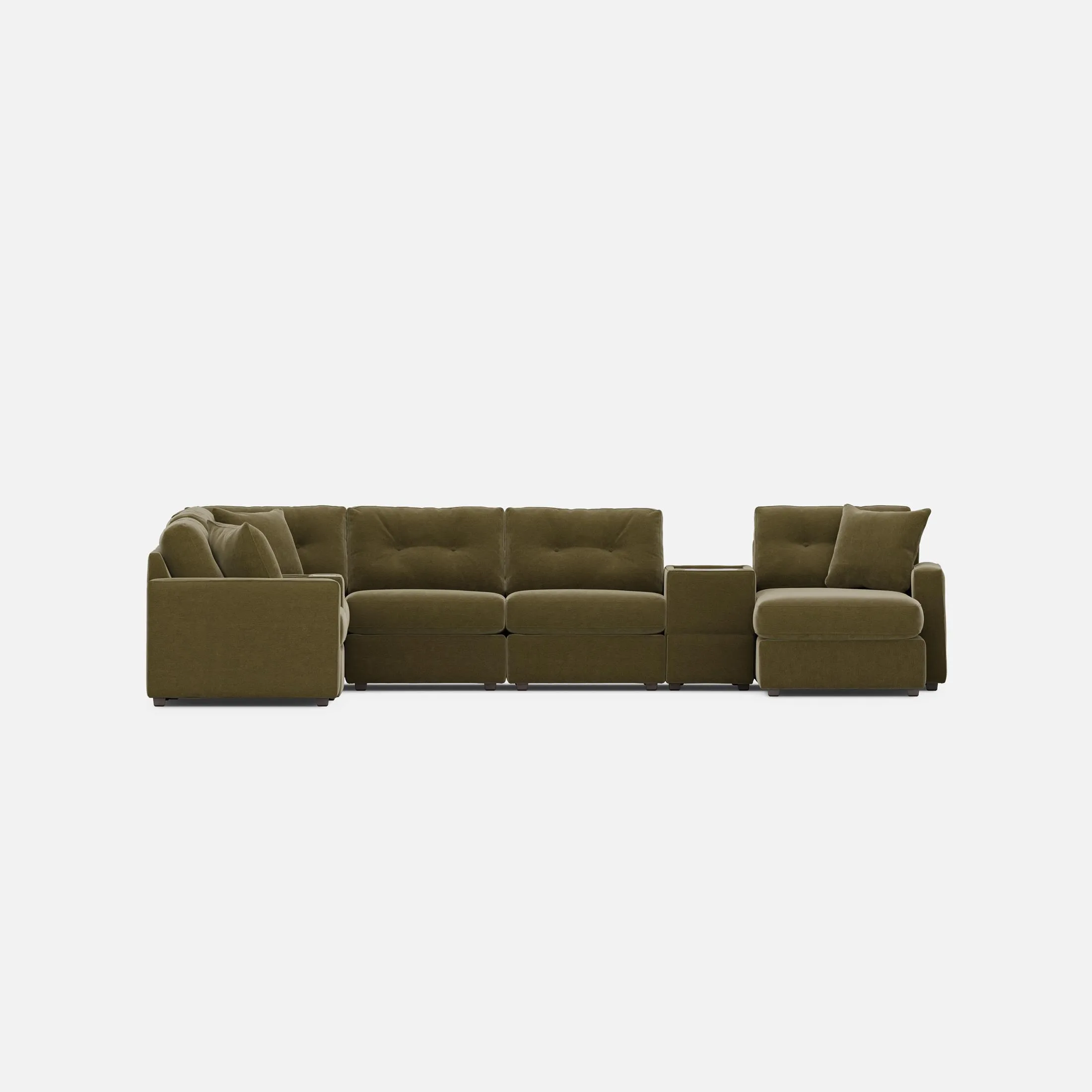 Modular One Right Facing 8-Piece Sectional with E-Console - Moss