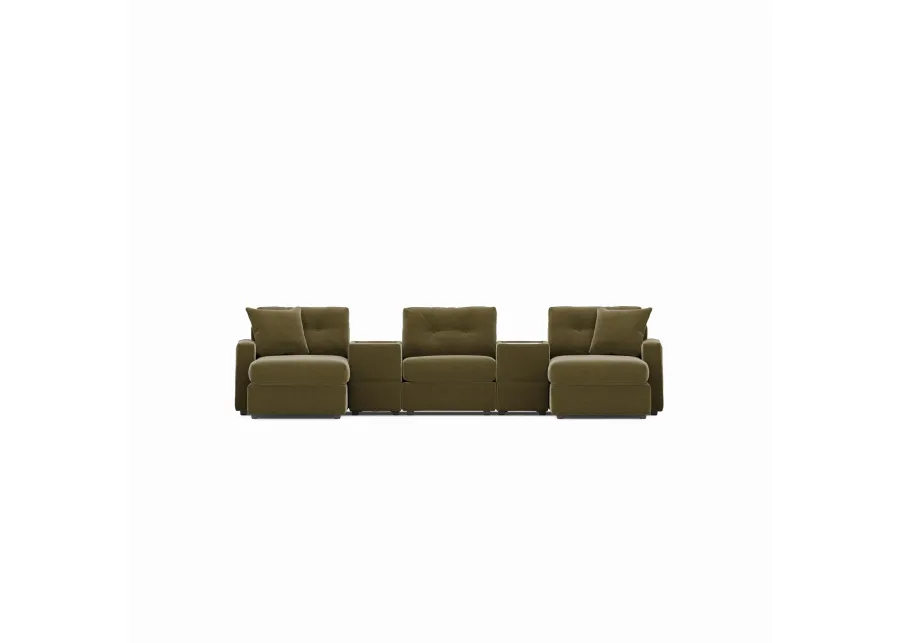 Modular One 5-Piece Theater Sectional with E-Console - Moss