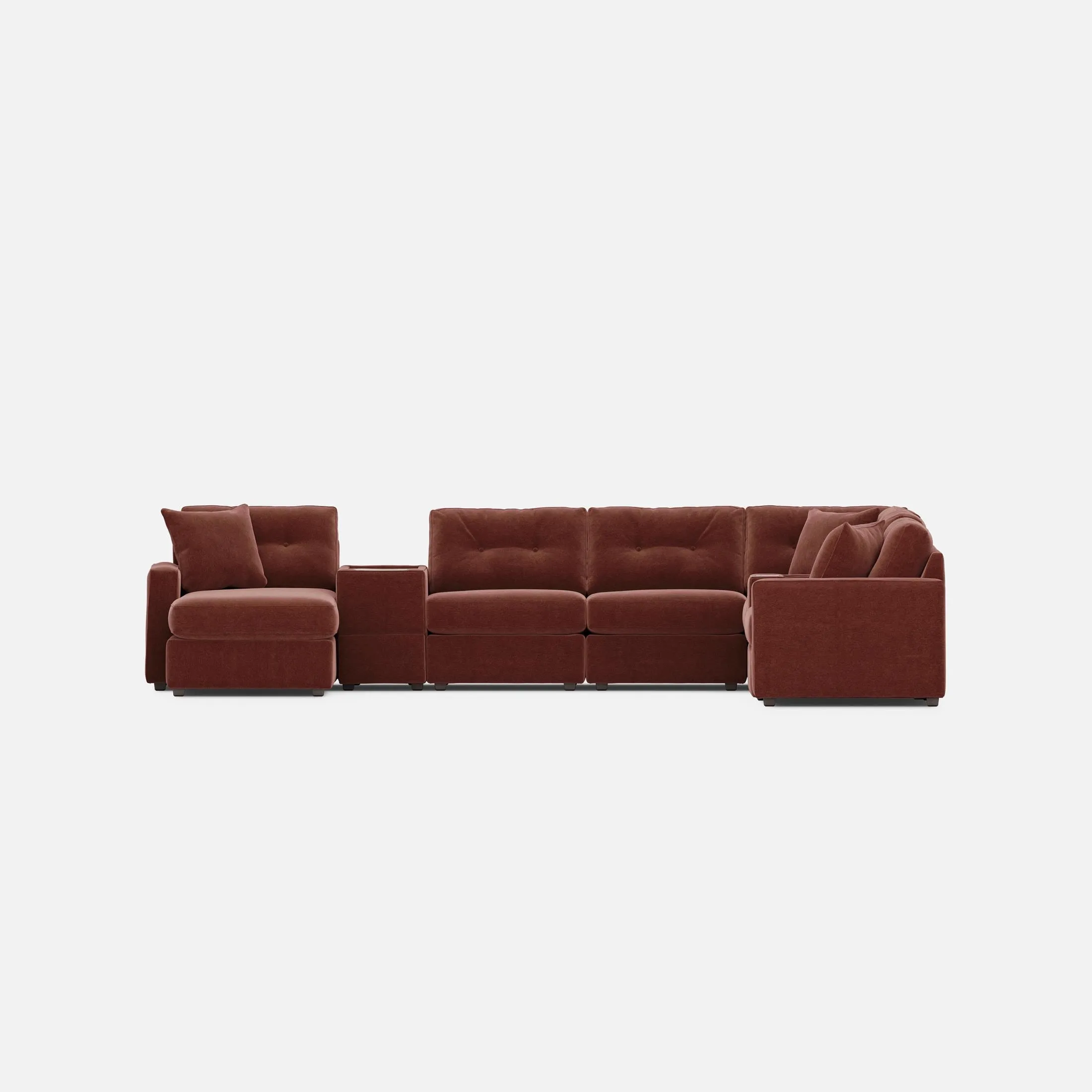 Modular One Left Facing 8-Piece Sectional with E-Console - Merlot