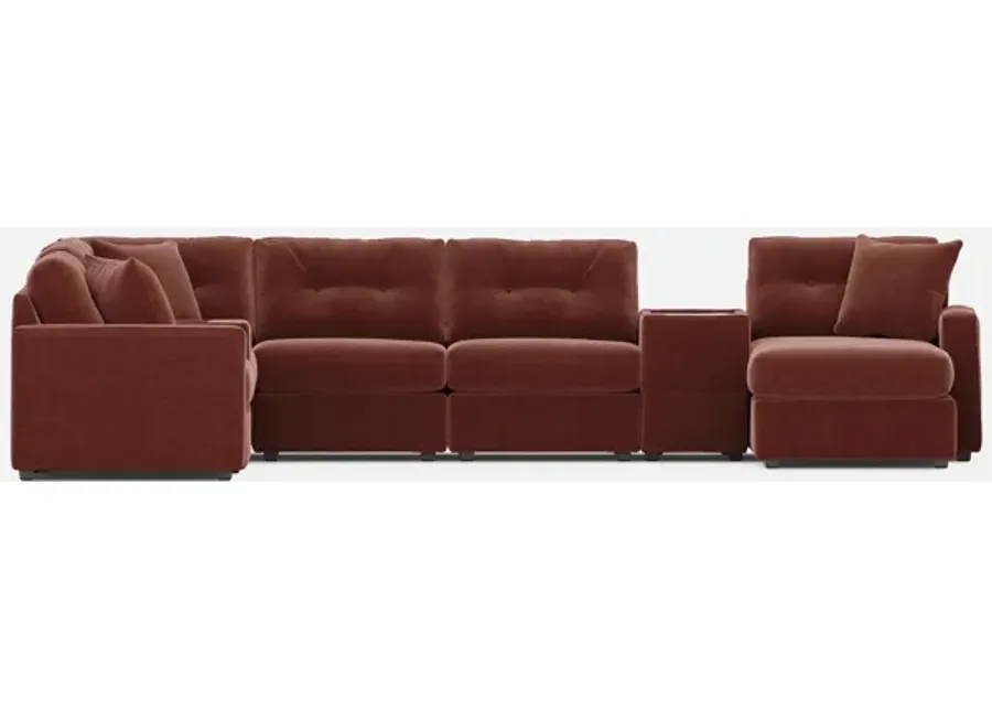 Modular One Right Facing 8-Piece Sectional with E-Console - Merlot