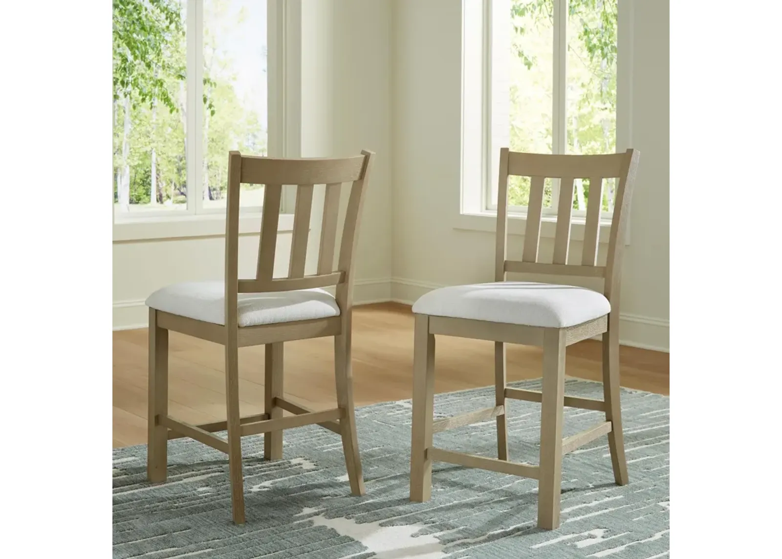 Calmoro Upholstered Counter Height Bar Stool (Set of 2)