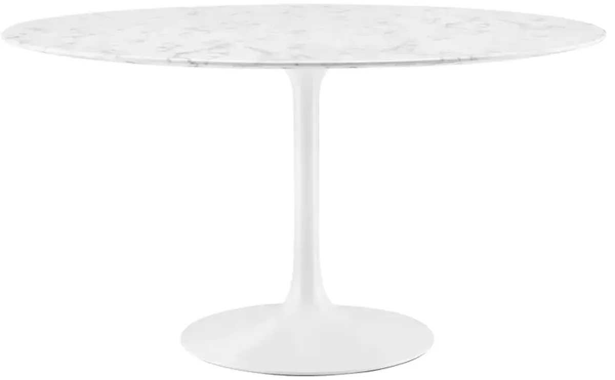 Lippa Round 54" Dining Table by Modway Faux Marble / White
