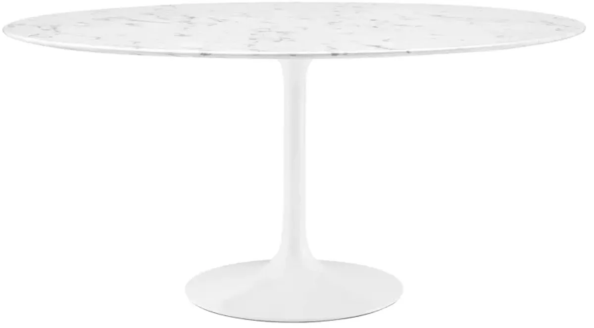 Lippa Round 60" Dining Table by Modway Faux Marble / White