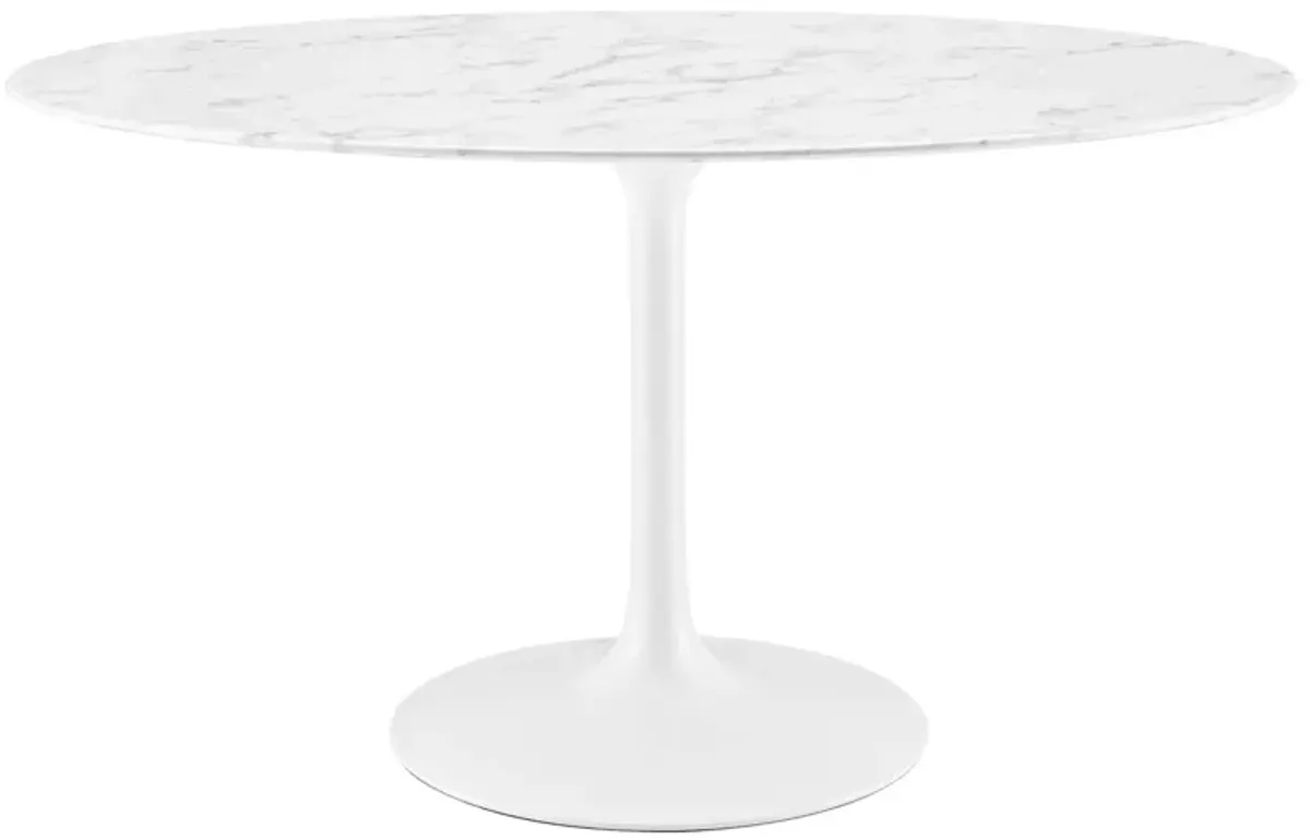 Lippa Oval Artificial Marble Dining Table by Modway 54" / White