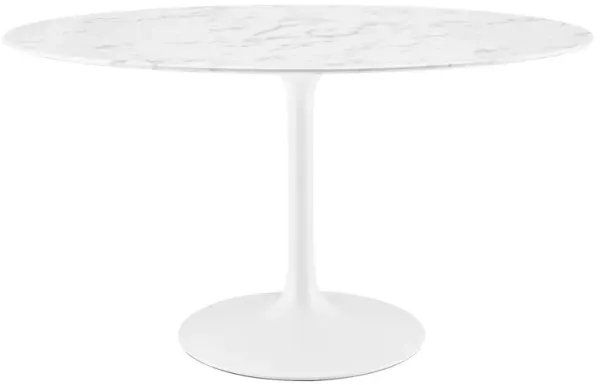Lippa Oval Artificial Marble Dining Table by Modway 54" / White