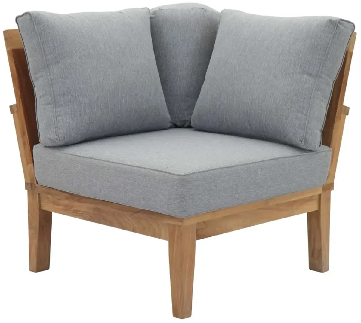 Marina Outdoor Patio Teak Corner Sofa by Modway Natural Gray