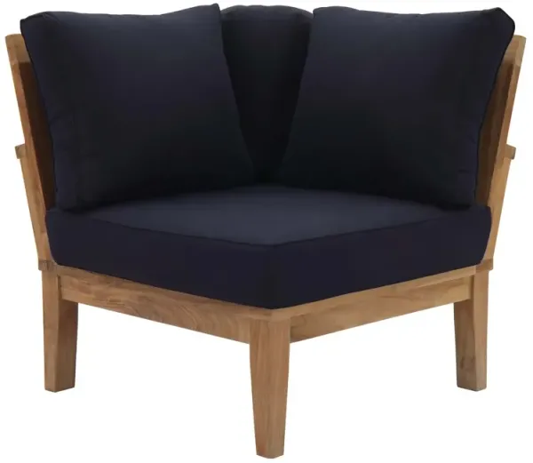 Marina Outdoor Patio Teak Corner Sofa by Modway Natural Navy