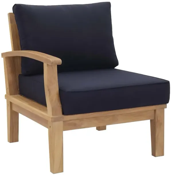 Marina Outdoor Patio Teak Left-Facing Sofa by Modway Natural Navy