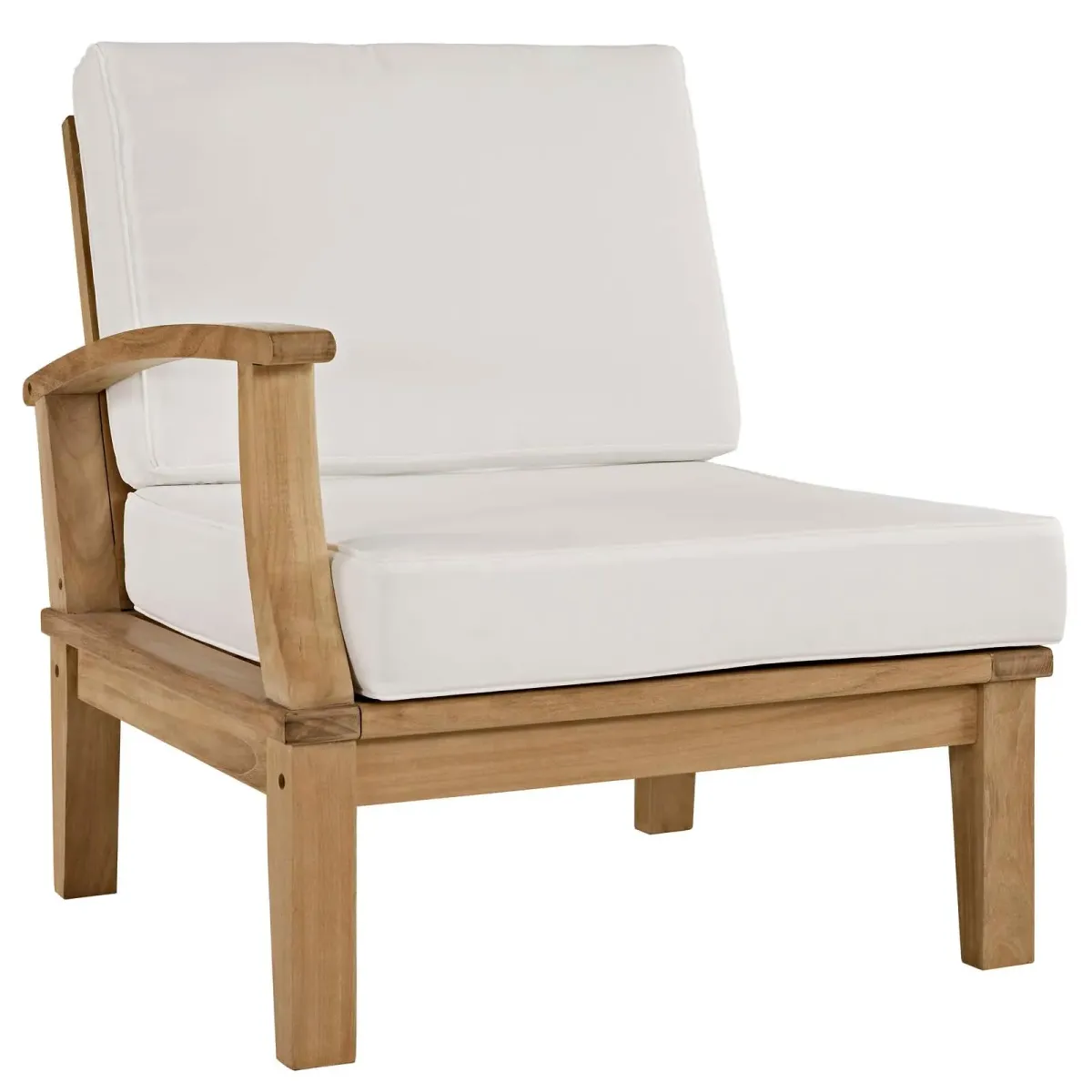 Marina Outdoor Patio Teak Left-Facing Sofa by Modway Natural White