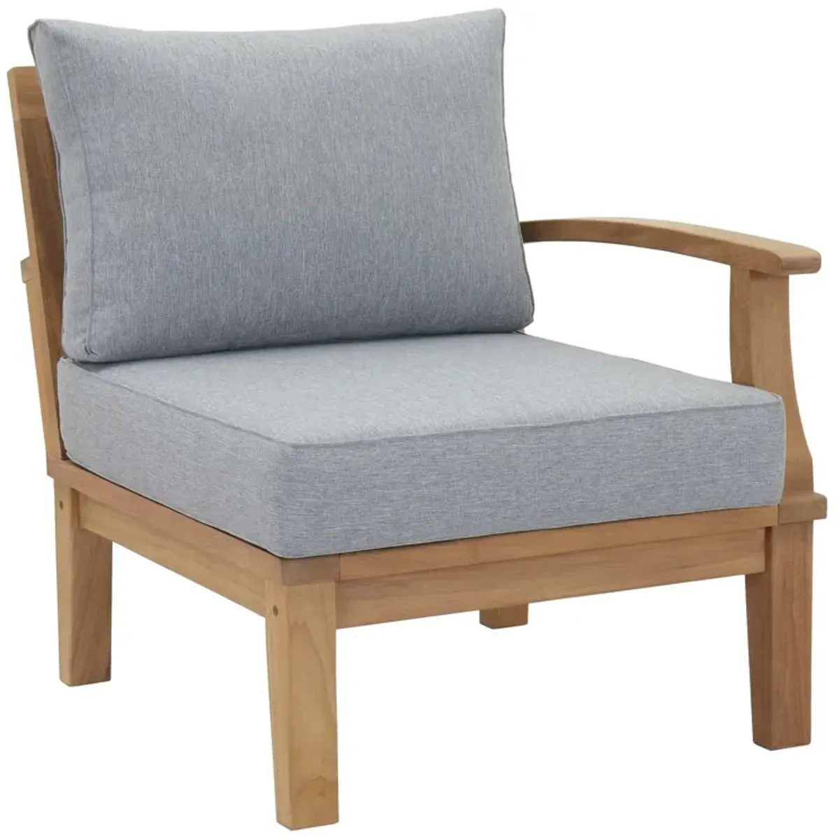 Marina Outdoor Patio Teak Right-Facing Sofa by Modway Natural Gray