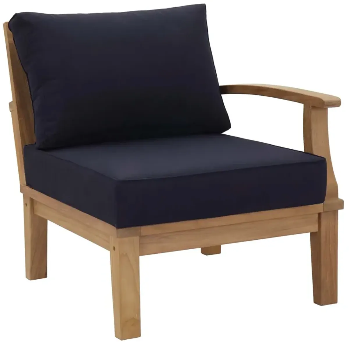 Marina Outdoor Patio Teak Right-Facing Sofa by Modway Natural Navy