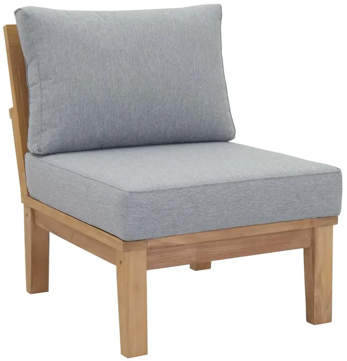 Marina Armless Outdoor Patio Teak Sofa by Modway Natural Navy