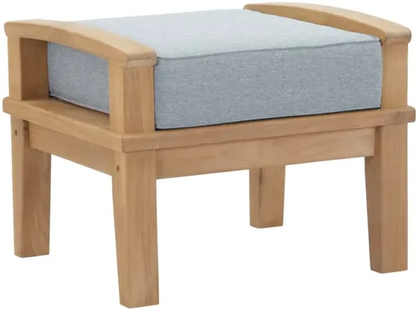 Marina Outdoor Patio Teak Ottoman by Modway Natural Gray