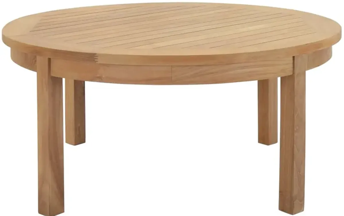 Marina Outdoor Patio Teak Round Coffee Table by Modway Natural