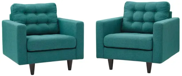 Empress Armchair Upholstered Fabric Set of 2 by Modway Teal