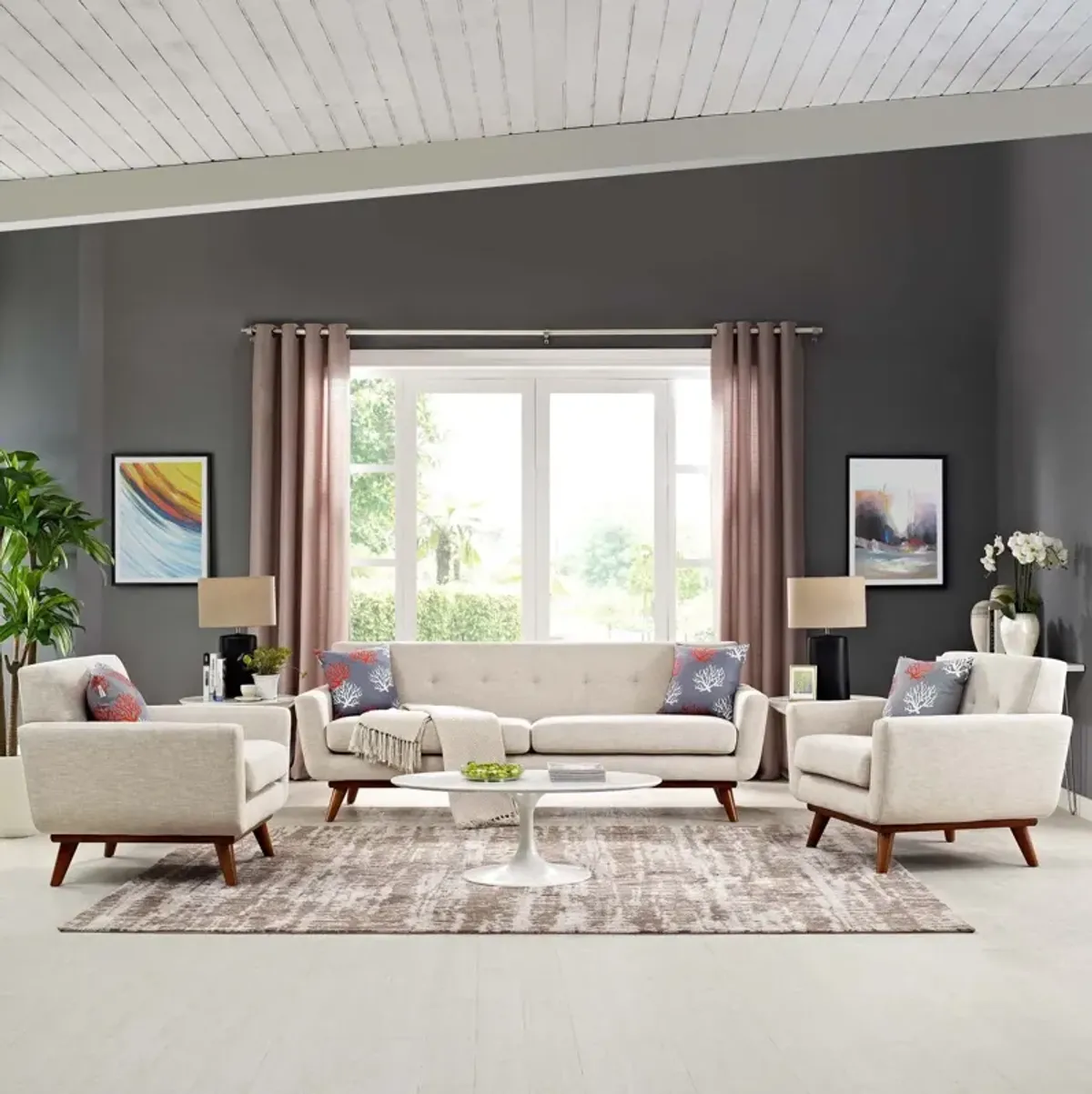 Engage Armchairs and Sofa Set of 3 by Modway Azure