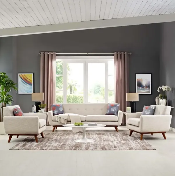 Engage Armchairs and Sofa Set of 3 by Modway Azure