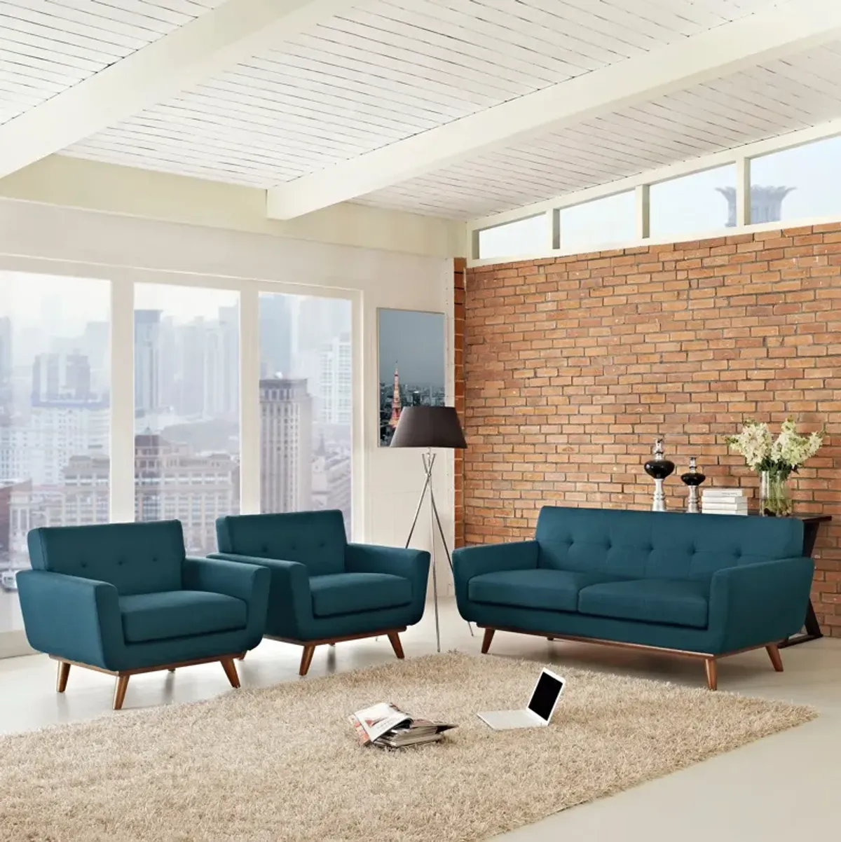 Engage Armchairs and Loveseat Set of 3 by Modway Expectation Gray