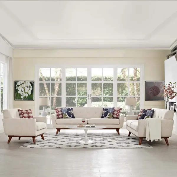 Engage Sofa Loveseat and Armchair Set of 3 by Modway Gray