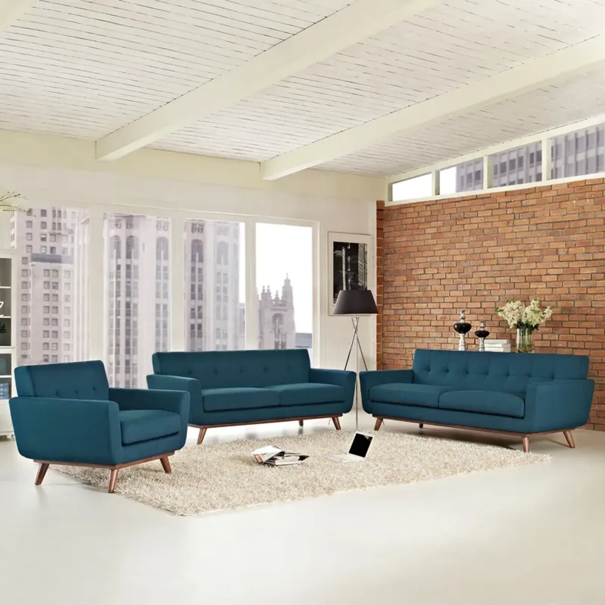 Engage Sofa Loveseat and Armchair Set of 3 by Modway Expectation Gray