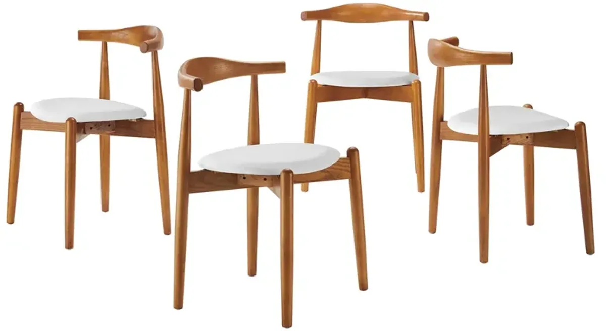 Stalwart Dining Side Chairs Set of 4 by Modway Dark Walnut White